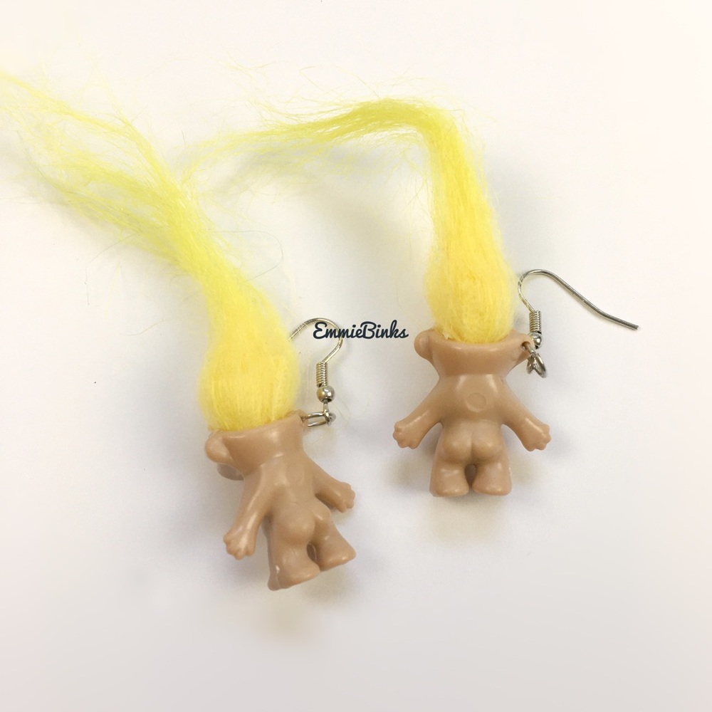 ✨3/$38 New Retro 90s Trolls Troll Doll Drop Dangle Earrings ~ Nostalgia Toy 80’s - Picture 4 of 7